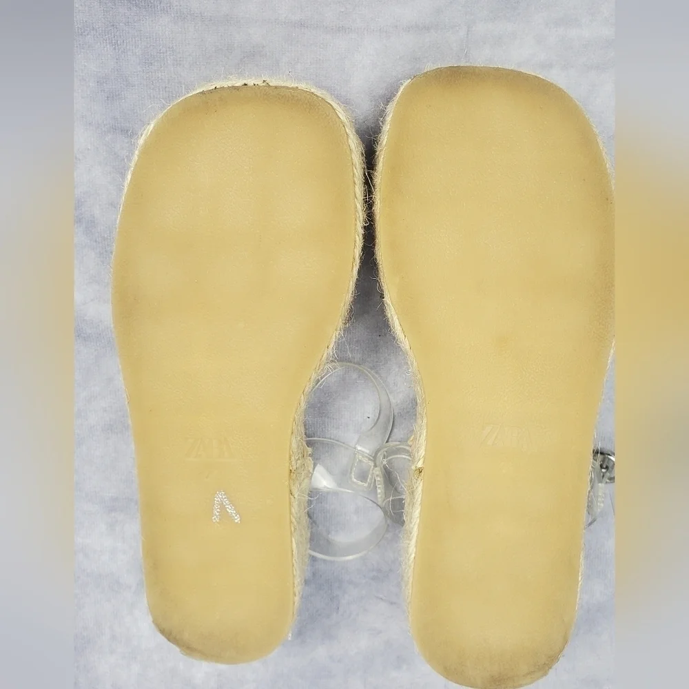 Zara Sandals Espadrille Flats Beige Fabric Slip On Girls Size 29‎